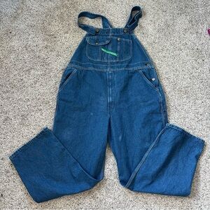 Denim Overalls with Green Tag‎